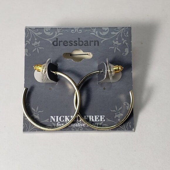 Gold tone Open Hoop Design Earrings | 1-inch | Women Fashion Jewelry - Picture 7 of 8